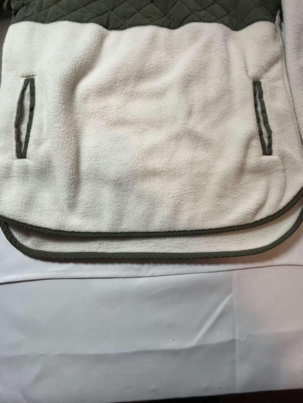 Abercrombie & Fitch Cream Sherpa Fleece with Olive Trim - Picture 6 of 15